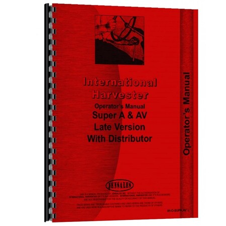 Operators Manual For  International Harvester SUPER A Tractor Late Version